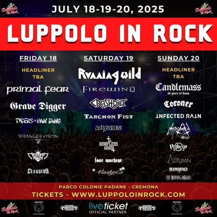 Running Wild cabeza del cartel Luppolo In Rock italiana
