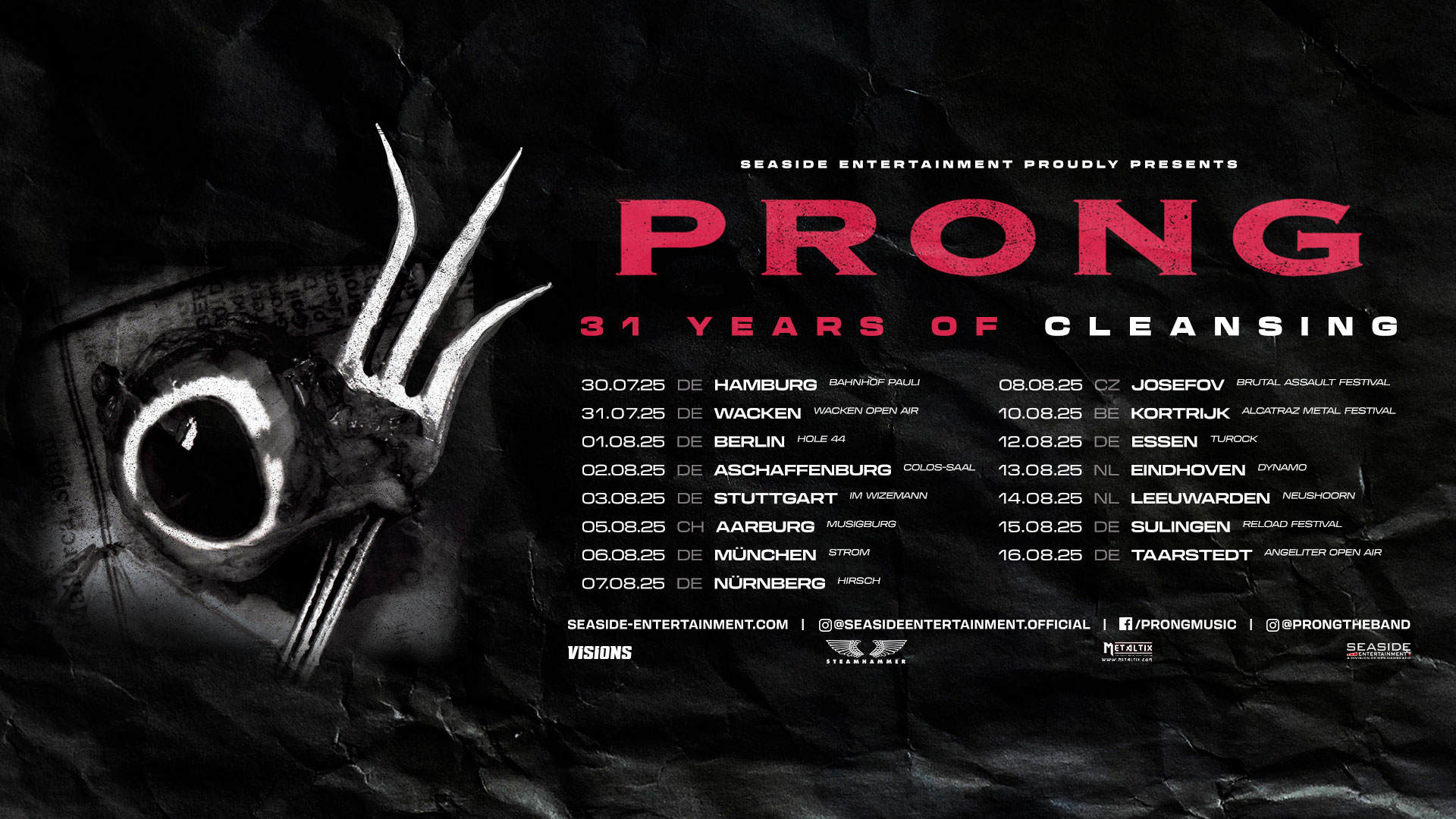 Fechas de la gira europea de verano de Prong