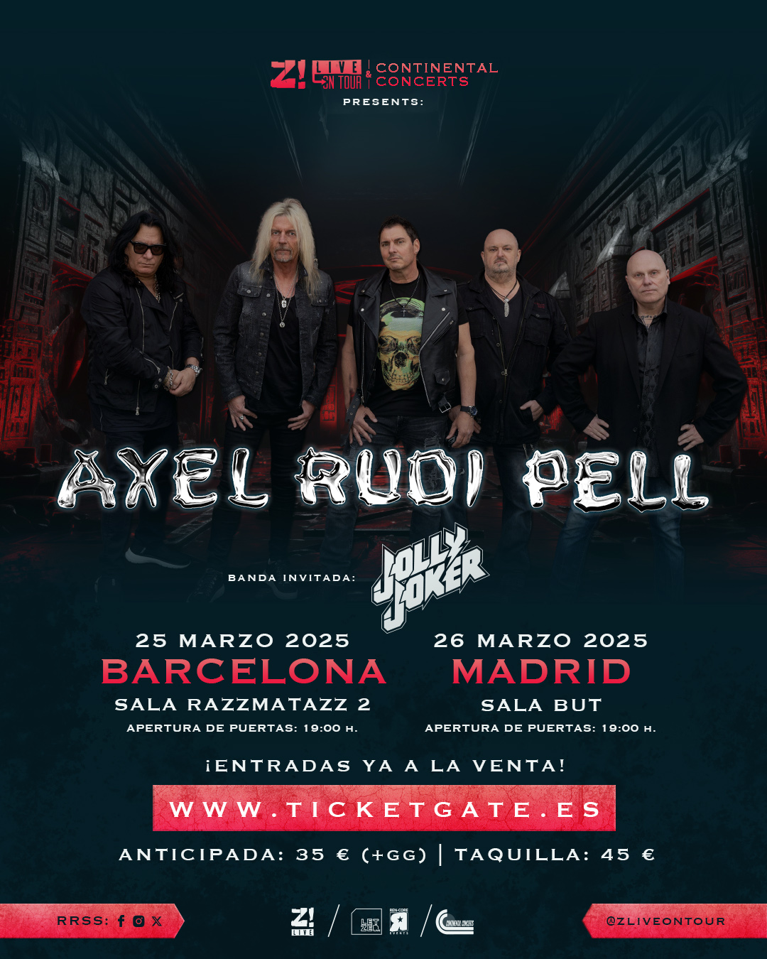 Publicados los horarios de los conciertos de Axel Rudi Pell con Jolly Joker