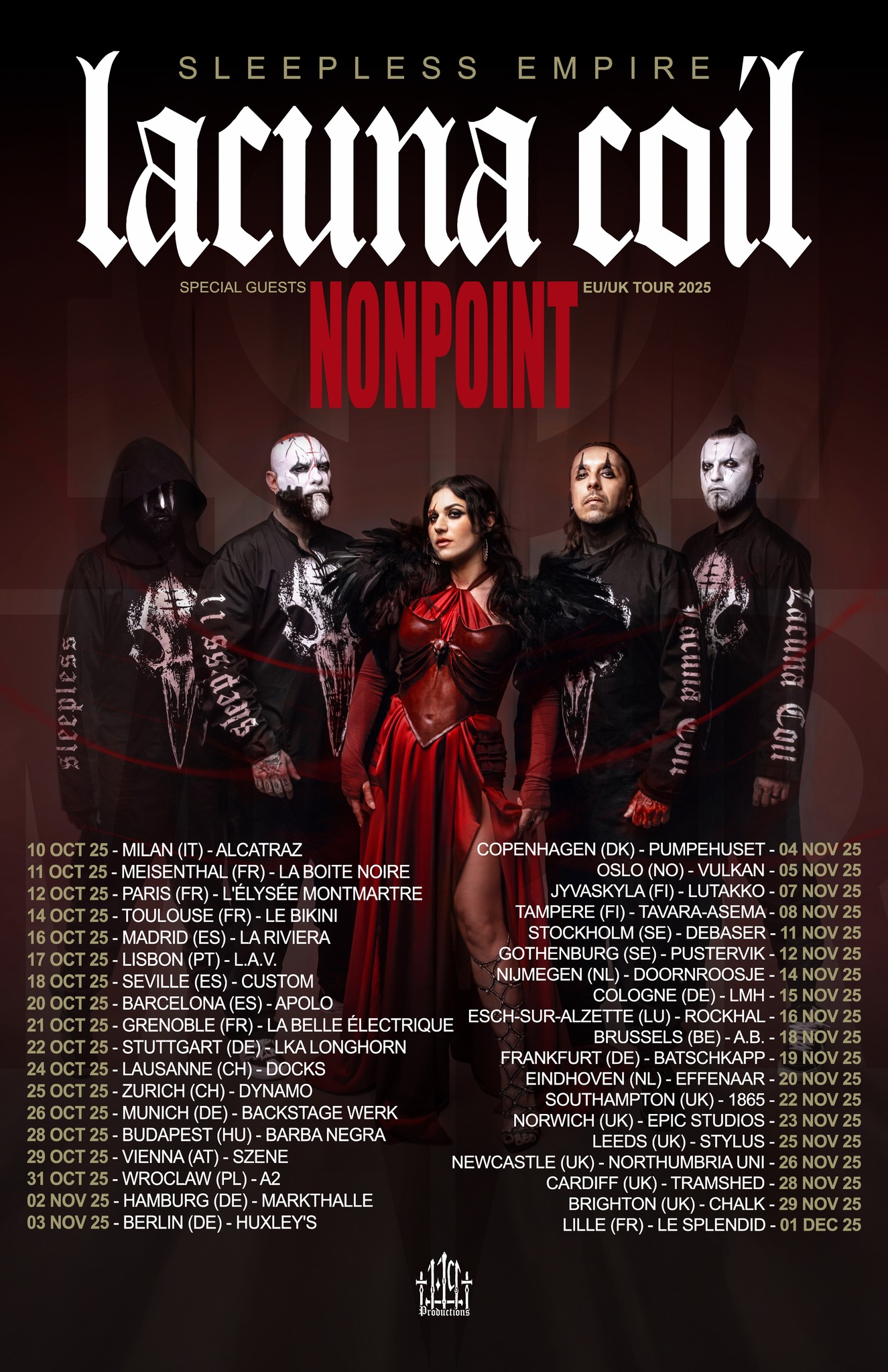 Fechas del tour europeo de Lacuna Coil presentando su nuevo trabajo «Sleepless Empire»