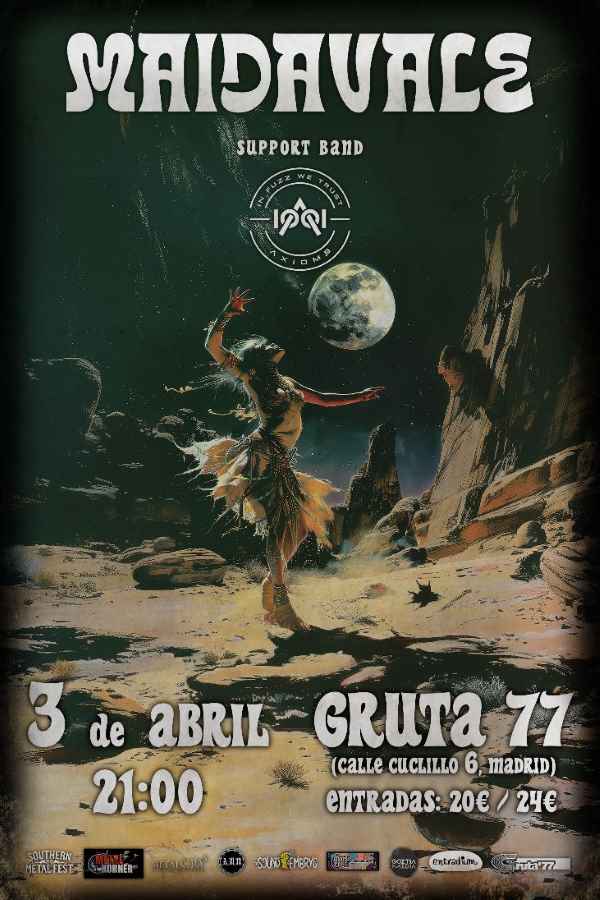 La banda sueca de Rock femenino Maidavale anuncian concierto en Madrid en la Sala Gruta 77 el próximo día 3 de abril de 2025.