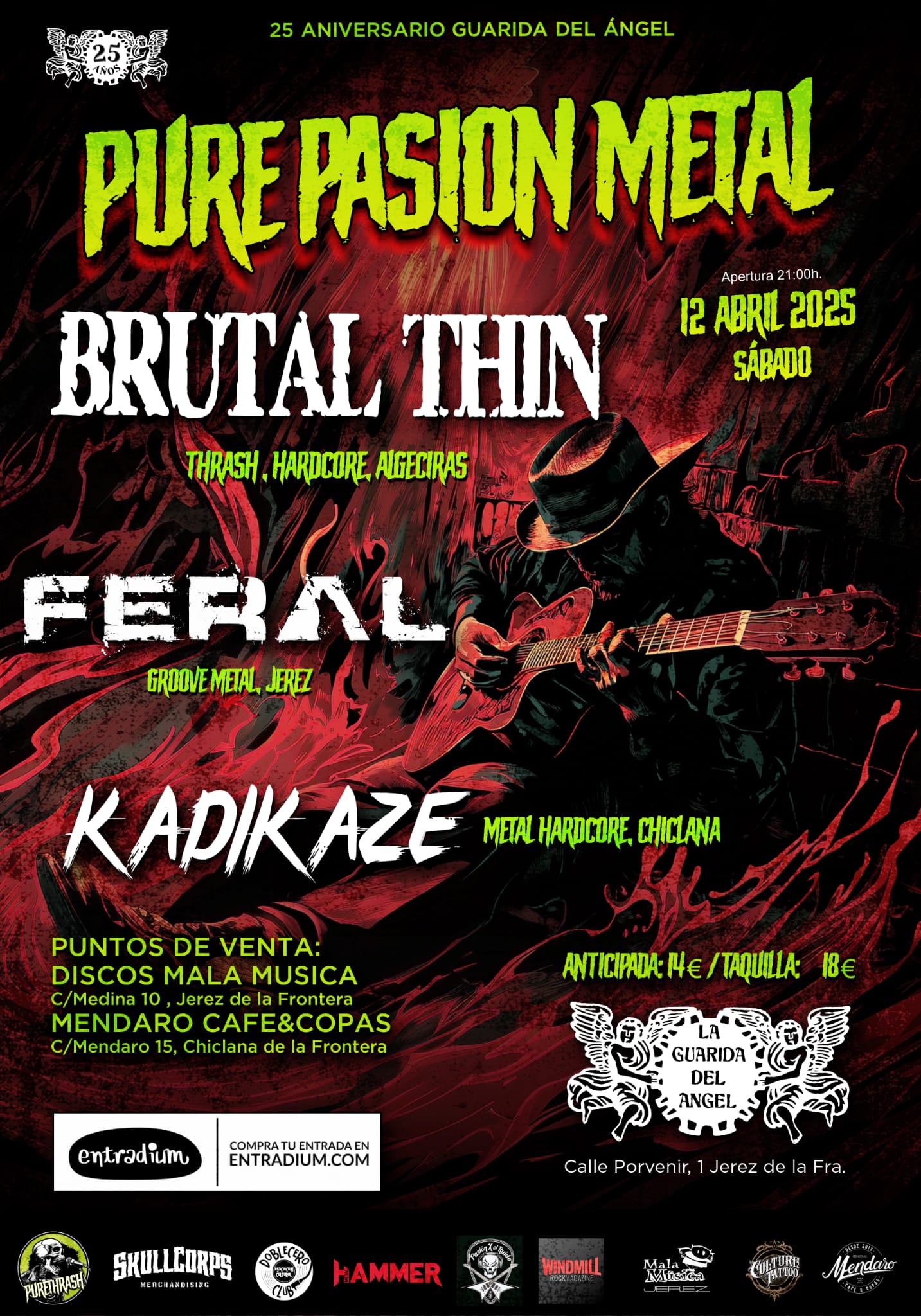 El próximo sábado 12 de abril, nueva edición del festival Pure Thrash Metal de Jerez de la Frontera