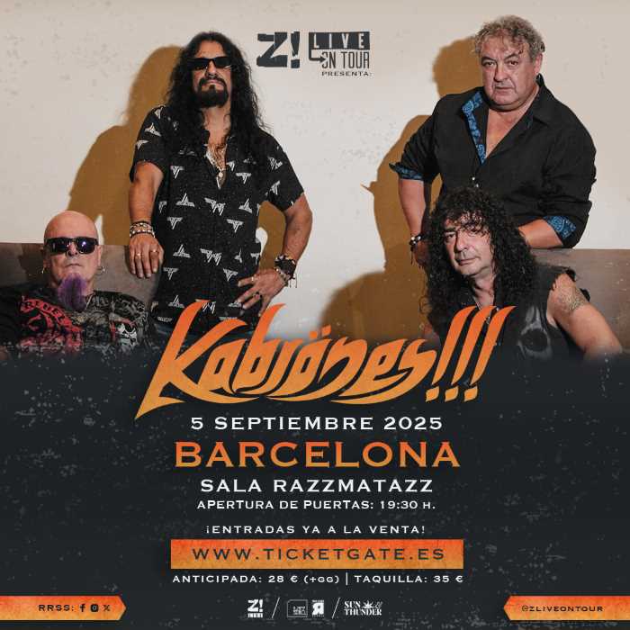 Kabrönes anuncian fecha en Barcelona el viernes 5 de septiembre en la Sala Razzmatazz 1 con un set de sus mejores años en Mägo de Oz