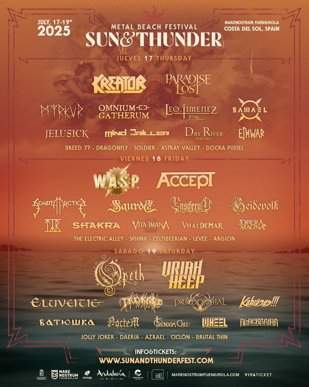 Cierre del Cartel del Sun & Thunder con Uriah Heep y Paradise Lost siendo últimos cabezas de cartel