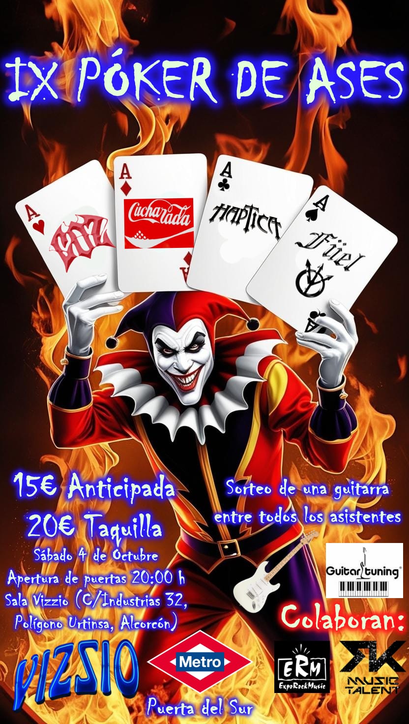 IX edición del festival Póker De Ases en la Sala Vizzio de Madrid el próximo sábado 4 de octubre.