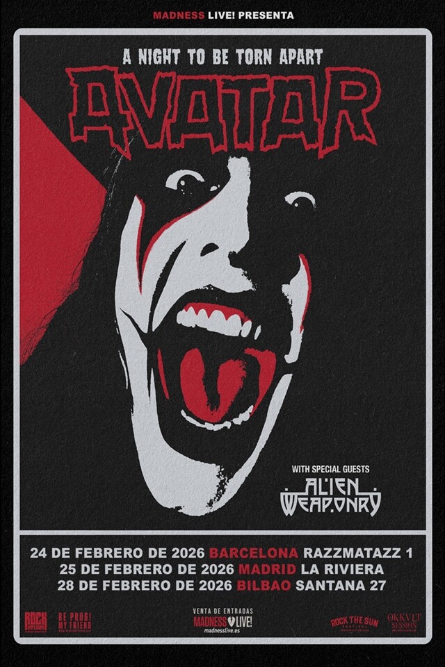 Gira de Avatar en 2026 junto a Alien Weaponry en España