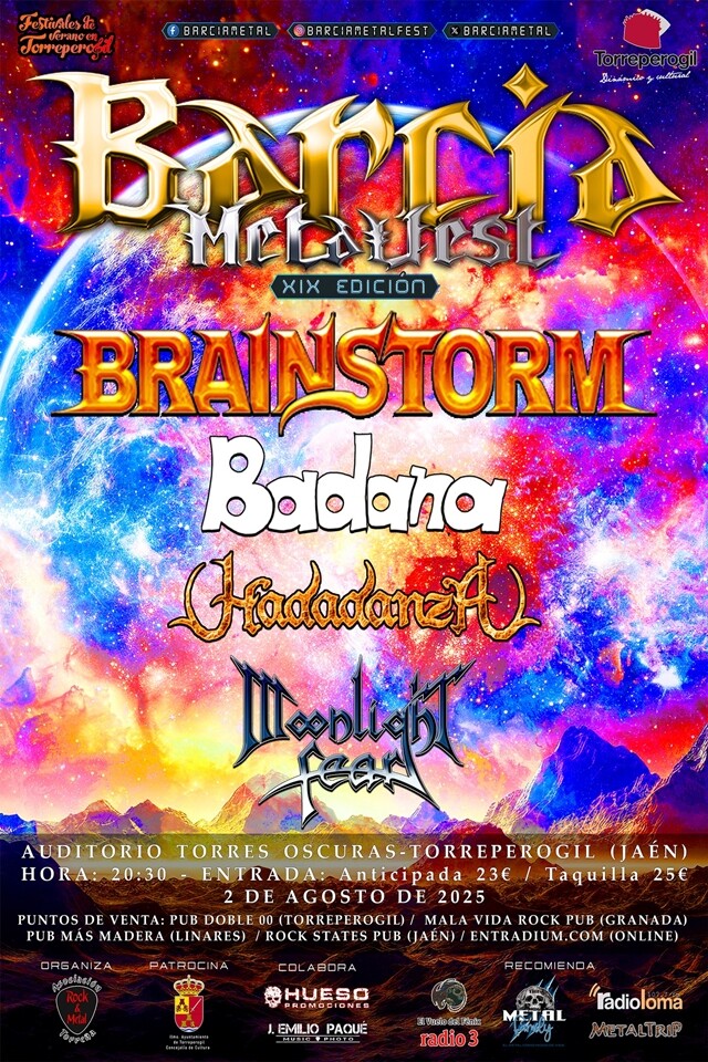 Cartel completo del Barcia Metal Fest 2025 en Torreperogil (Jaén)
