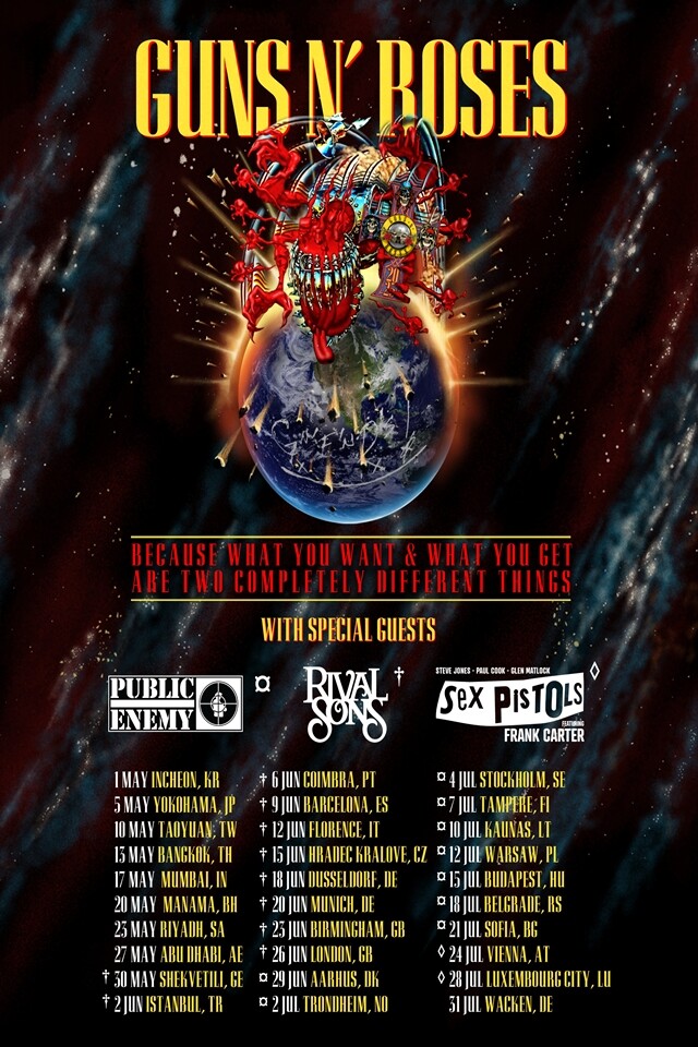 Guns N’ Roses anuncia gira mundial con invitados especiales de lujo que pasará por España