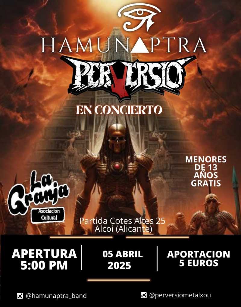 Hamunaptra en directo en Alcoy este sábado 5 de abril