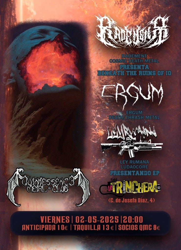 Este próximo viernes 2 de mayo concierto de underground en Madrid en la Sala La Trinchera del Mercado de Nueva Numancia en Vallecas (Madrid)
