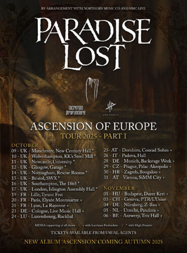Paradise Lost anuncian la primera etapa de su “Ascension of Europe Tour” para el otoño de 2025