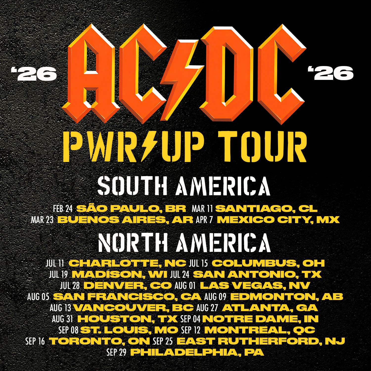AC/DC anuncia la continuación de su gira «Power Up» en el 2026