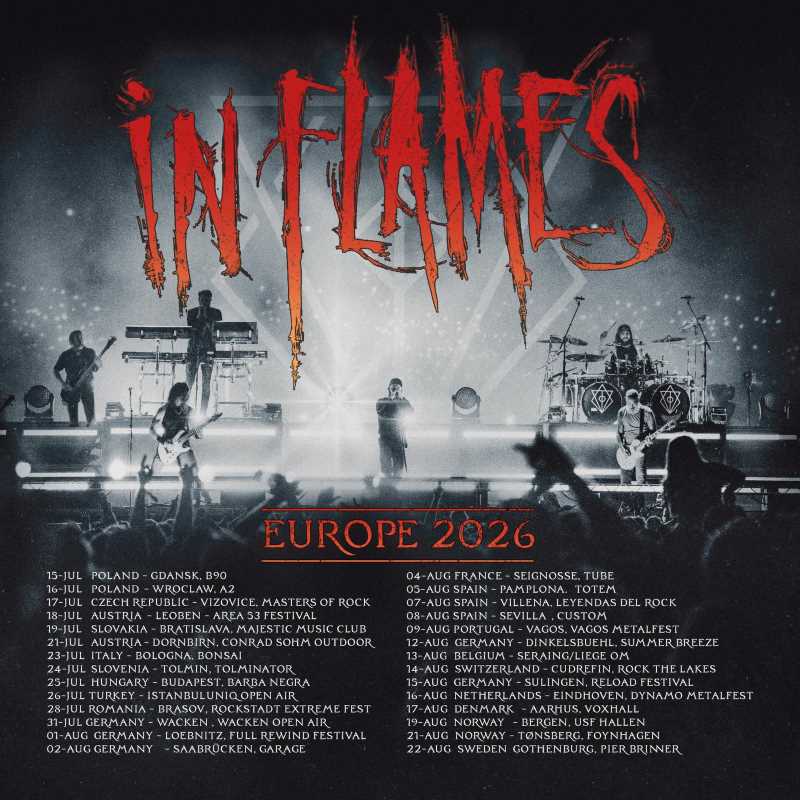 Los veteranos suecos In Flames se complacen en presentar una extensa gira de verano por toda Europa