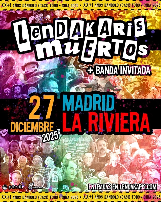 Lendakaris Muertos estarán en la Riviera el 27 de diciembre antes de su parón indefinido