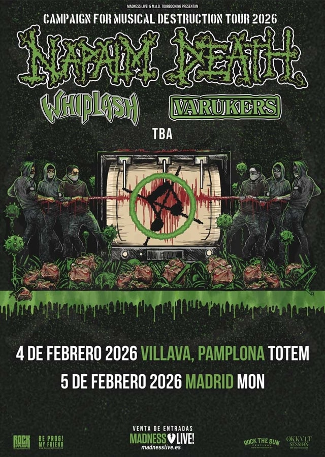 Nueva gira ibérica de los legendarios Napalm Death en 2026