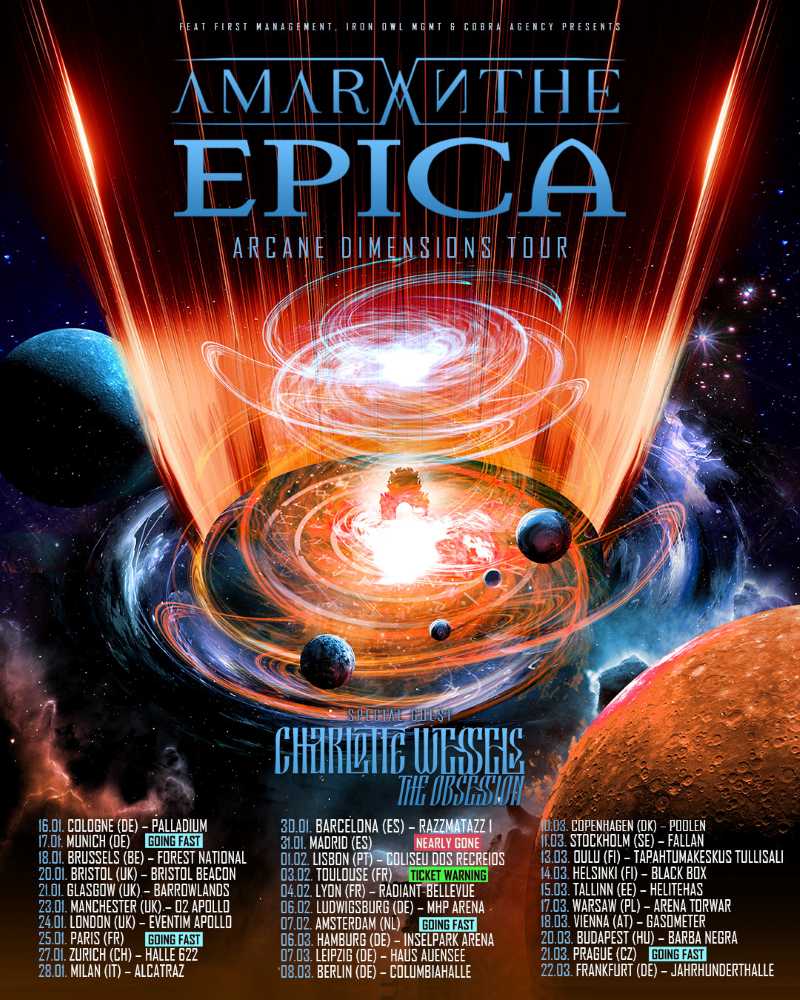 Recordatorio del tour europeo de Amaranthe y Epica