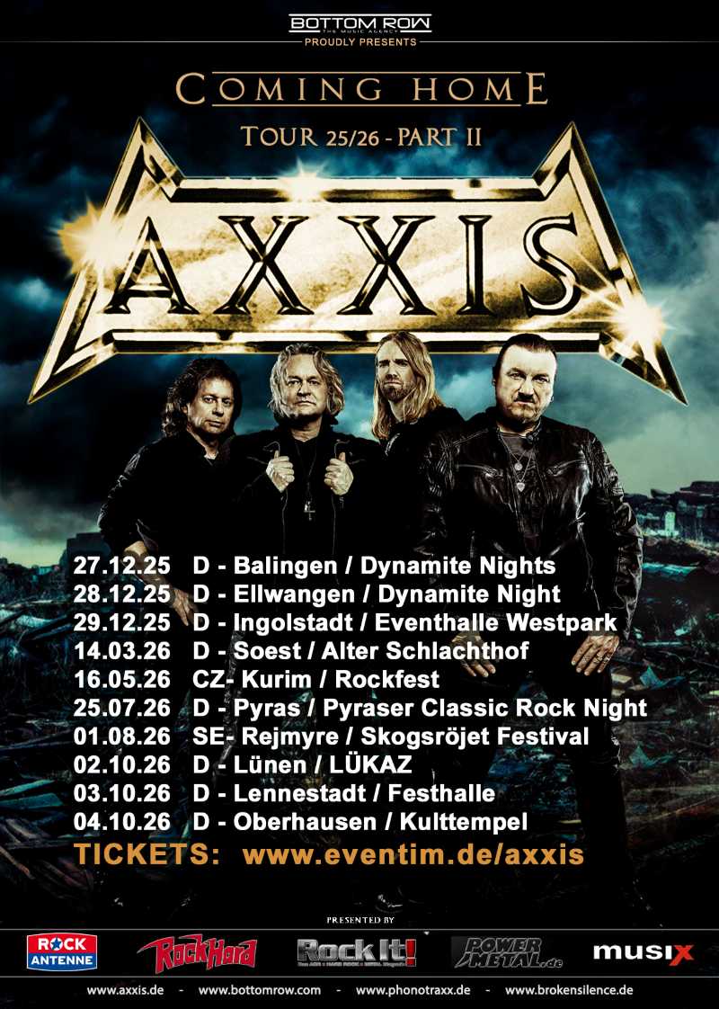Fechas del “Coming Home Tour 2025/26 Part II” de los alemanes Axxis