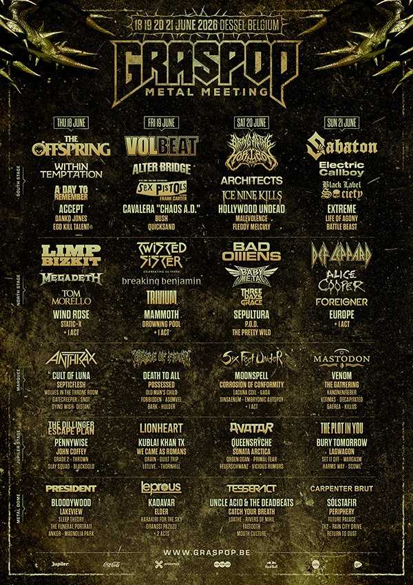 The Offspring entre las nuevas confirmaciones del Graspop Metal Meeting 2026