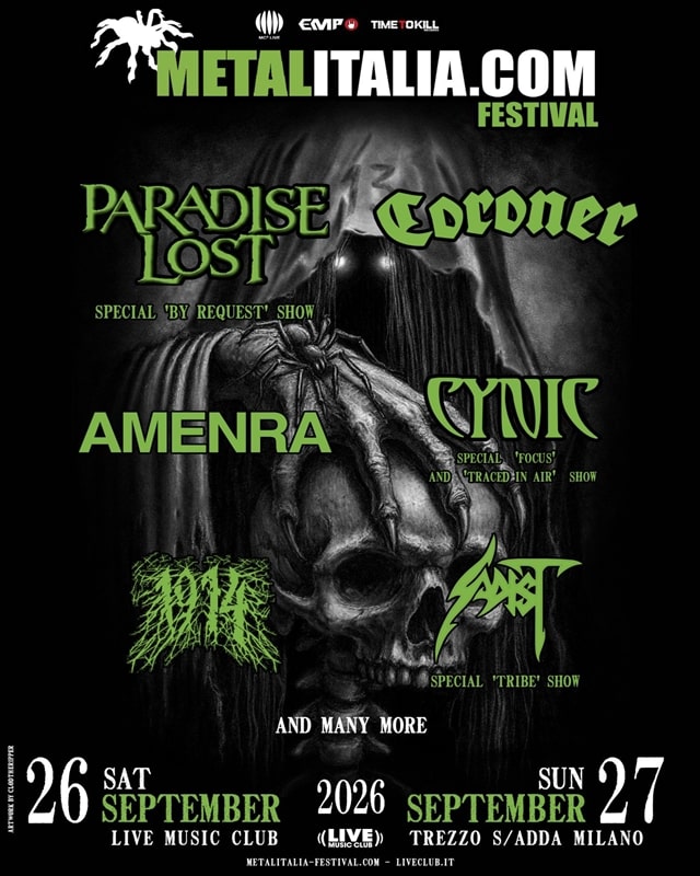 Metalitalia Festival anuncia a Paradise Lost, Coroner, Amenra, Cynic y más bandas para su edición en 2026