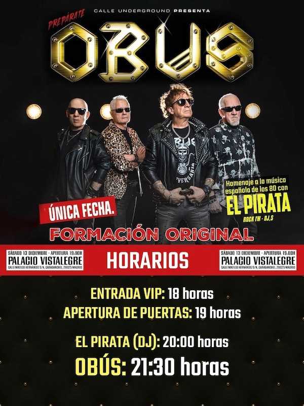 Obús actualiza los horarios de su concierto con la formación original en Madrid