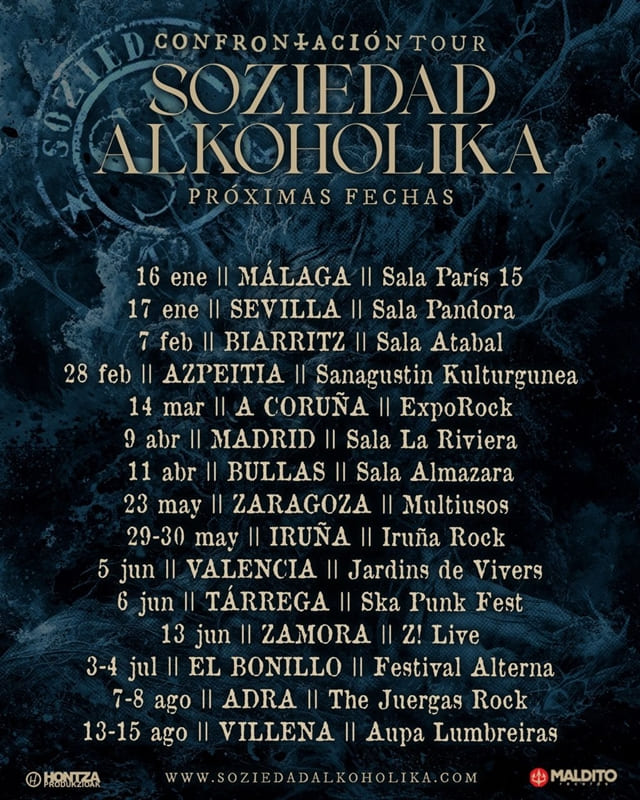 Soziedad Alkoholika presenta todas las fechas de su gira «Confrontación» de 2026