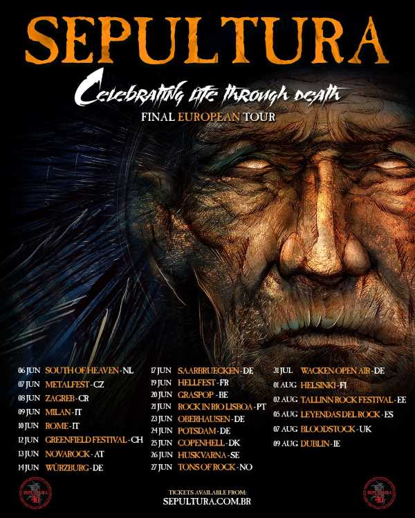 Sepultura han confirmado que se embarcarán en la última etapa europea de su gira ‘Celebrating Life Through Death’