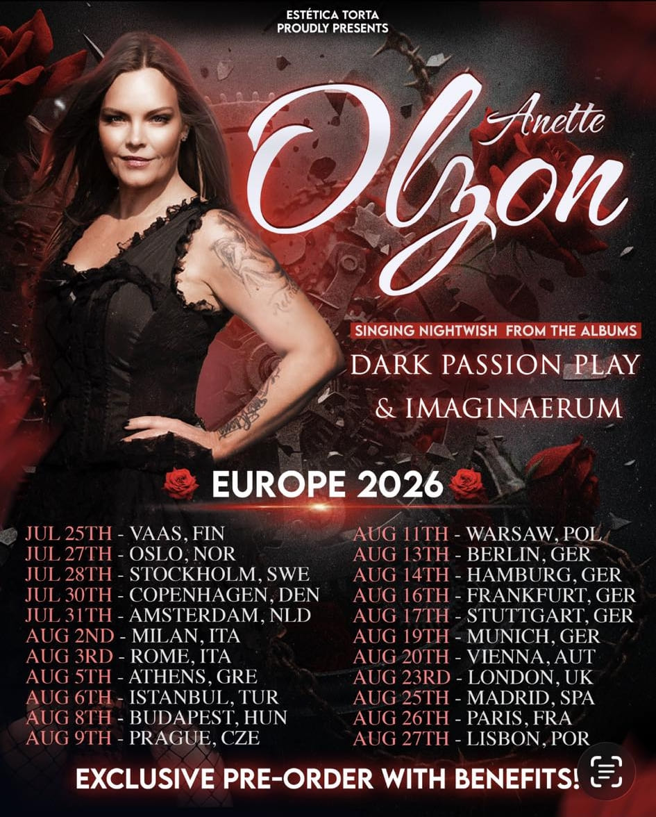¡Anette Olzon girará por Europa con un repertorio especial de su época en Nightwish!