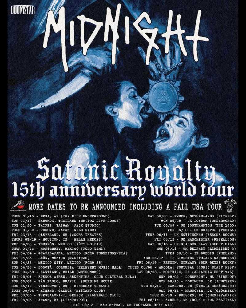 Midnight presenta las fechas de su «Satanic Royalty 15th Anniversary World Tour»