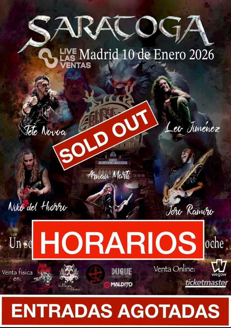 Publicados los horarios del concierto de Saratoga en Madrid del 10 de enero