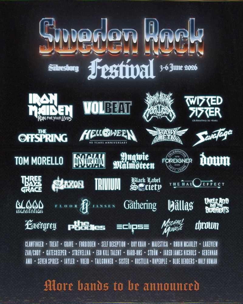 Se va completando el cartel del Sweden Rock Festival 2026