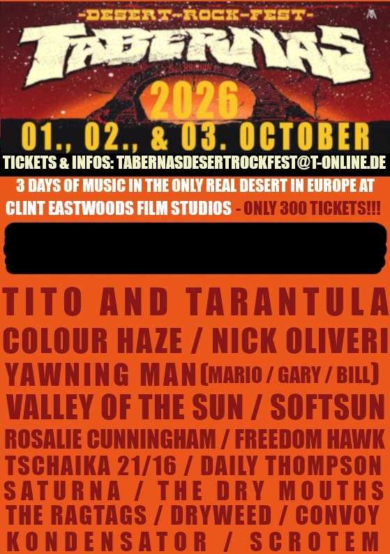 Cartel completo del Tabernas Desert Rock Fest 2026