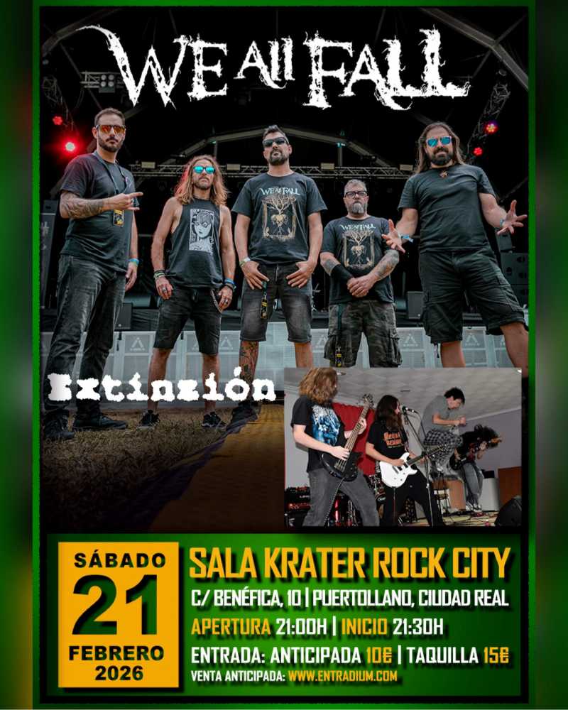 El 21 de febrero We All Fall en Krater Rock City de Puertollano