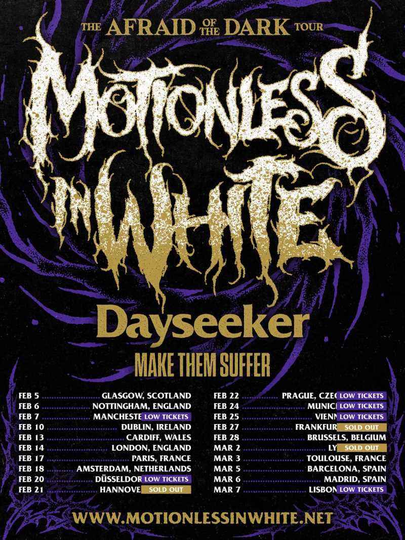 Motionless In White regresan con su tema “Afraid Of The Dark” y nos recuerdan las fechas de su tour europeo