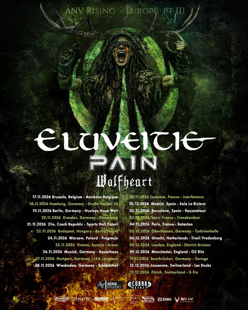 Fechas del “ÀNV Rising – Europe Tour Pt.III” de Eluveitie con Pain y Wolfheart