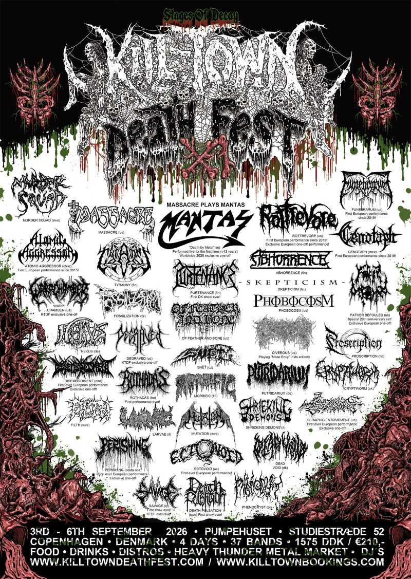 Todo listo para una nueva edición del Kill Town Death Fest XI – “Stages Of Decay” de Dinamarca