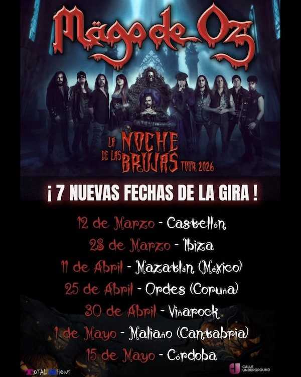Mägo de Oz confirma más fechas de su gira «La Noche De Las Brujas Tour 2026»