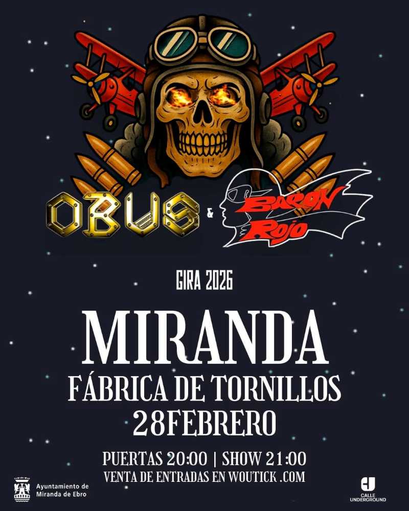 El sábado 28 de febrero Obús y Barón Rojo en Miranda de Ebro