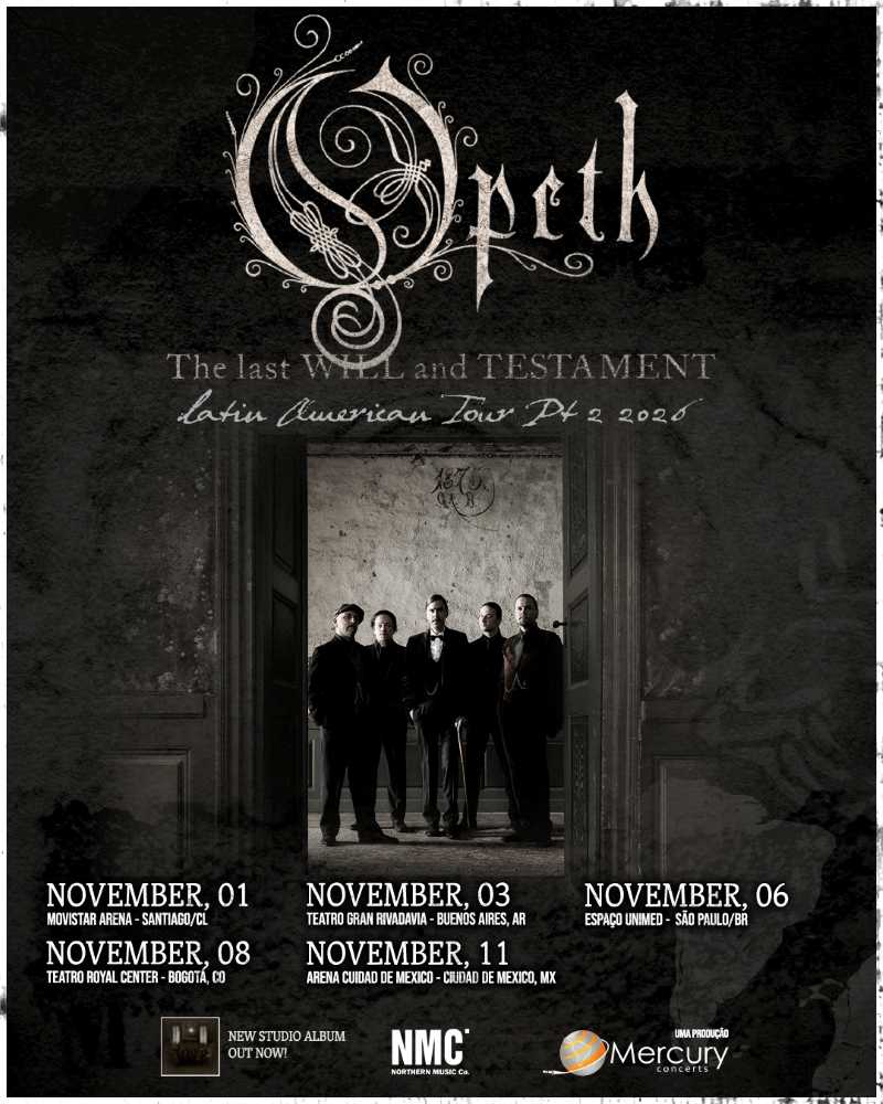 Fechas americanas de Opeth de su “The Last Will And Testament Latin American Tour Pt/2 2026”