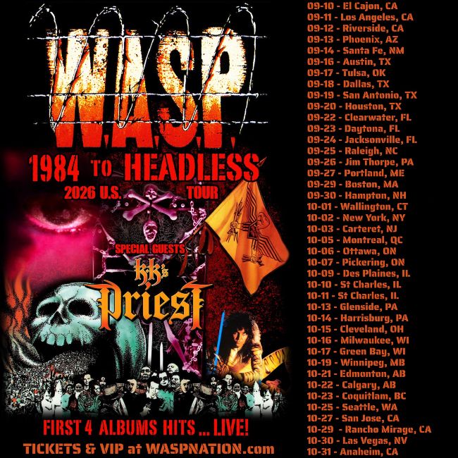 W.A.S.P. se complace en anunciar la gira «1984 To Headless» 2026 por Estados Unidos y Canadá