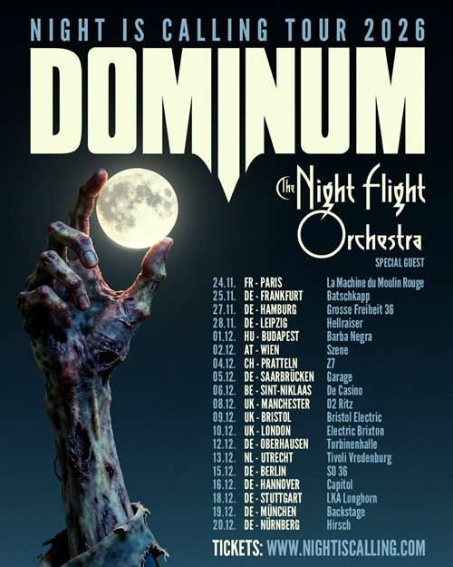 Fechas del tour europeo de Dominum acompañados de The Night Flight Orchestra
