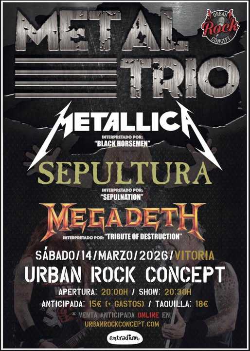 Fiesta de tributos en Vitoria con el Metal Trio el sábado 14 de marzo
