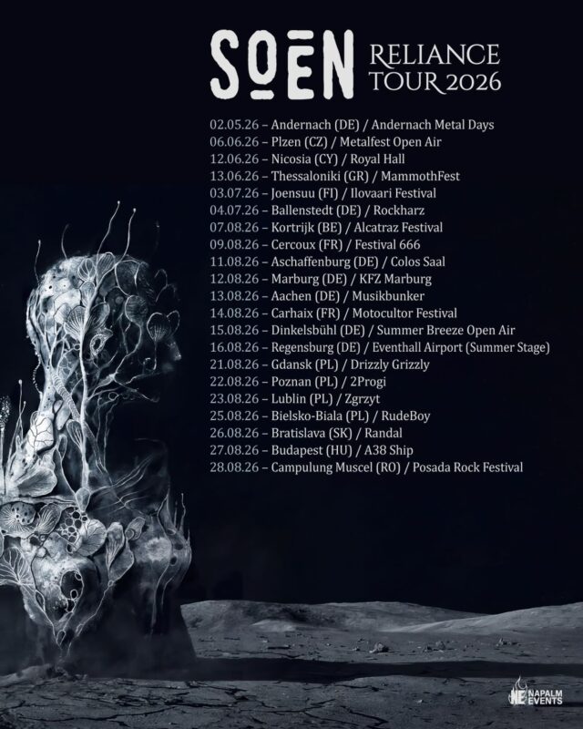 La banda sueca Soen se complace en anunciar  las  fechas de  verano de su  ‘Reliance Tour’ 2026