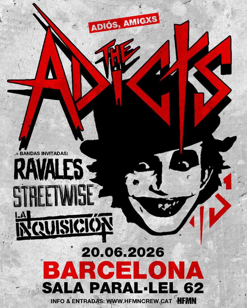 Concierto de despedida de The Adicts en Barcelona el 20 de junio