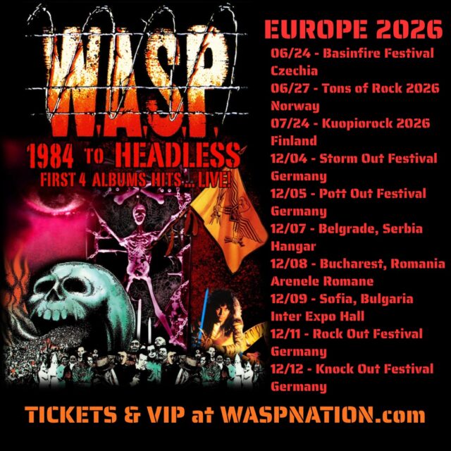 W.A.S.P. ha anunciado diez fechas europeas como parte de su gira 1984 To Headless Tour en 2026,