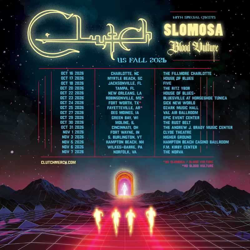 Gira estadounidense de Clutch junto a Slomosa y Blood Vulture como teloneros