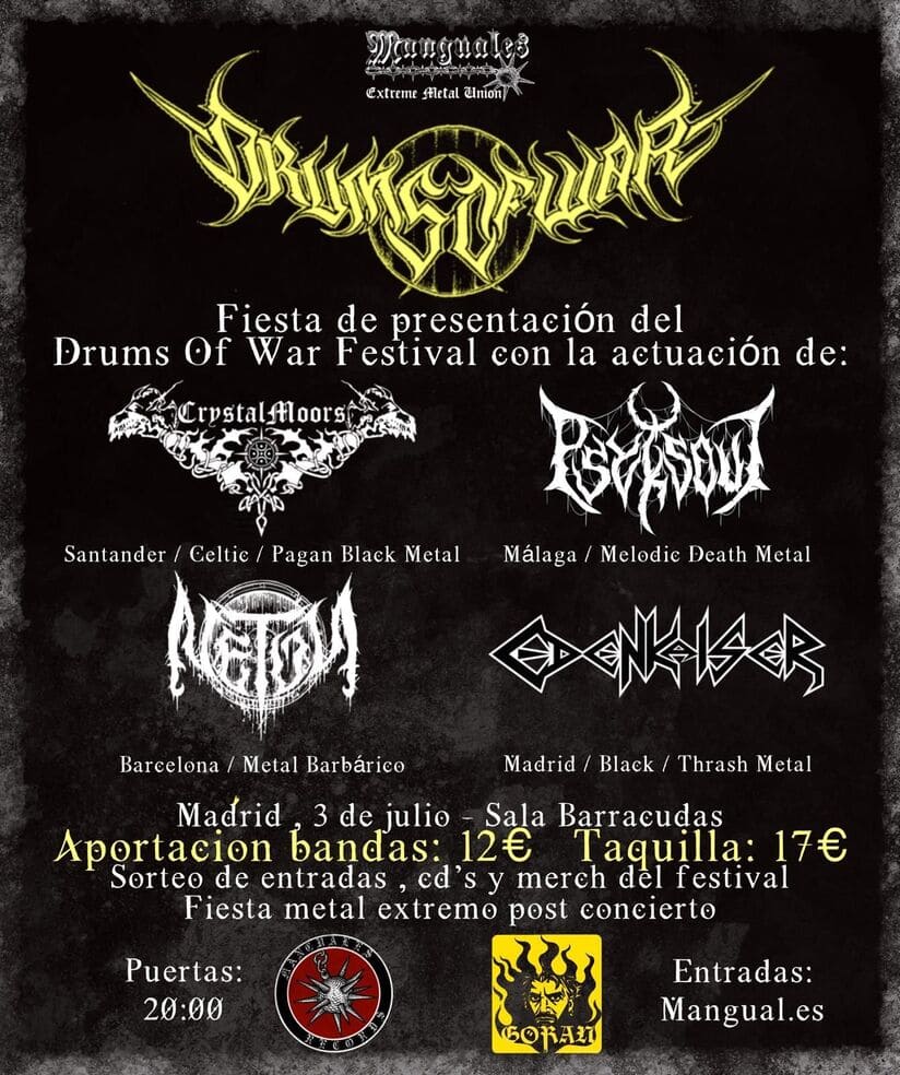 Fiesta de presentación del Drums of War en Madrid para el próximo julio.