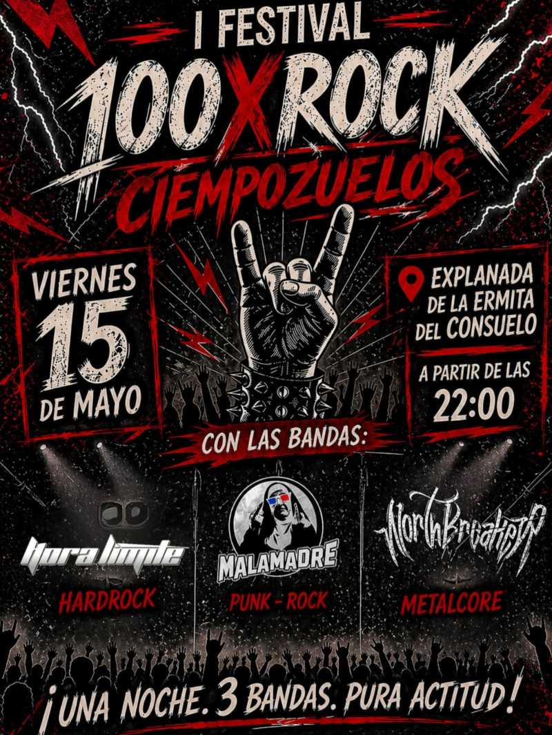 El 15 de mayo el Festival 100xRock en Ciempozuelos (Madrid)