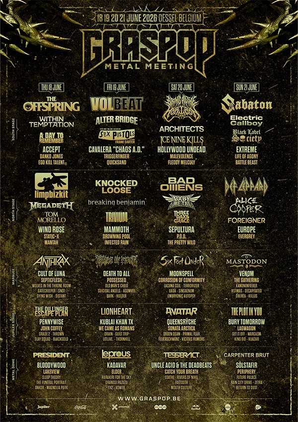 Se suman nueve bandas al cartel del Graspop Metal Meeting 2026