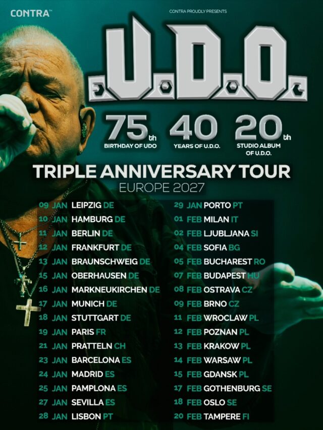 La legendaria banda alemana de metal U.D.O. ha anunciado una gira por Europa a principios de 2027 en la que celebrará el 75 cumpleaños de Udo Dirkschneider, su 40 aniversario como banda y el lanzamiento de su vigésimo álbum