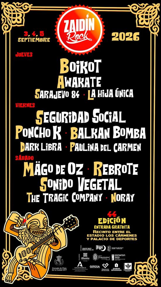 Mägo de Oz, Seguridad Social y Boikot encabezan el cartel del una nueva edición del festival Zaidín Rock.